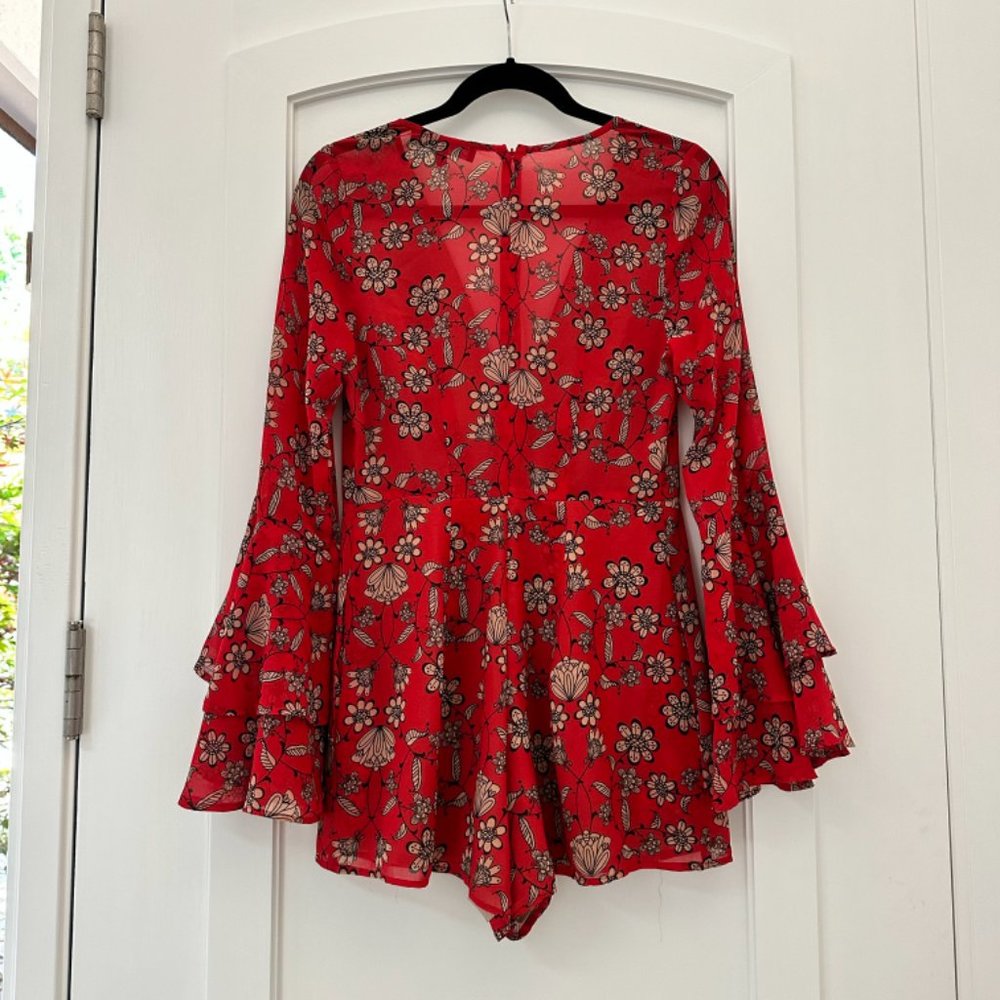 FOR LOVE & LEMONS Floral Print Plunge Neckline Romper - Picture 5 of 5